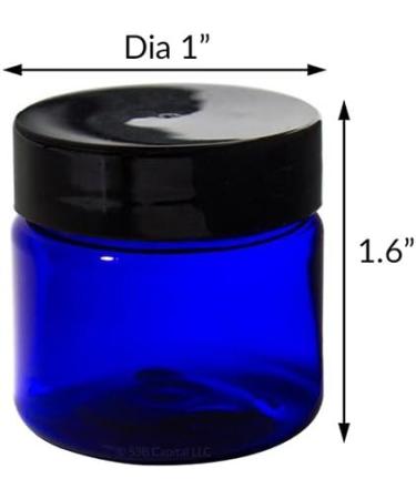 1 oz Cobalt Blue PET Plastic Jars with Black Lids (6 Pack) + Travel Bag - Durable Stylish & Ideal for International Shipping - Buy Online on SooperMarket.com
