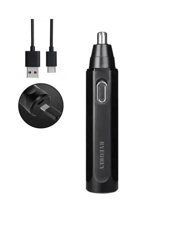 Electric Nose Hair Trimmer USB Rechargeable Professional Painless Eyebrow and Facial Hair Trimmer for Men and Women Double Edged Blade Washable for Easy Cleaning (Black)