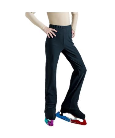 LIUHUO Men's Plain Black Figure Skating Pants Black 140