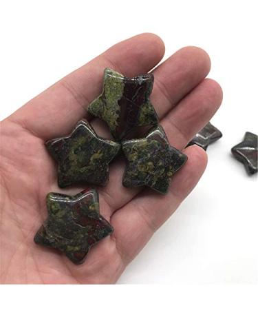 2 pc Natural Gemstone Crystal Dragon Blood Stone Engraving Five-Pointed Star Chakra Reiki Balancing
