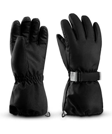 ThxToms Kids Winter Gloves, Waterproof Ski Snow Gloves for Boys and Girls, Winter Warm Gloves for Cold Weather Outdoor Play Black Large(Fits: 11-14 years old)