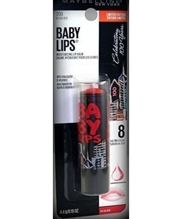 Maybelline Baby Lips 100 Year Anniversary Limited Edition Moisturizing Lip Balm # 200 Ra Ra Red .15 oz (Quantity 1)