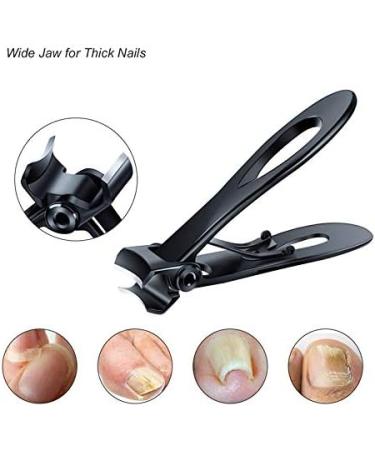 BYCUFF Nail Clipper Set Thick Toenail & Fingernail Cutter with Wide Jaw Opening Stainless Steel Nail File Ingrown Manicure Pedicure Kit for Men & Women Black - Buy Online on SooperMarket.com