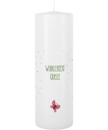Buy Striefchen Personalized Christening Candle for Girls Flower Wreath & Butterfly Design | Custom Name Baptism Date & Saying 8x25 cm - Buy Online on SooperMarket.com