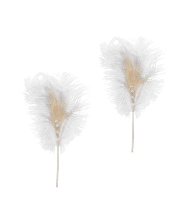 NAMOARLY 2 Pcs Insert Pearl Trim Pearl Decor Beige Decor Ostrich Trim Baking Diy Decor Dessert Inserting Decor Inserting Baking Topper Baking Toppers Insert Card Cake White White 12X5.5CM
