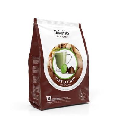 Pistachio Gourmet Coffee: Rich medium blend with nutty indulgence. Compatible with Dolce Gusto Machines Elevate your coffee experience with premium Italian Ground Coffee