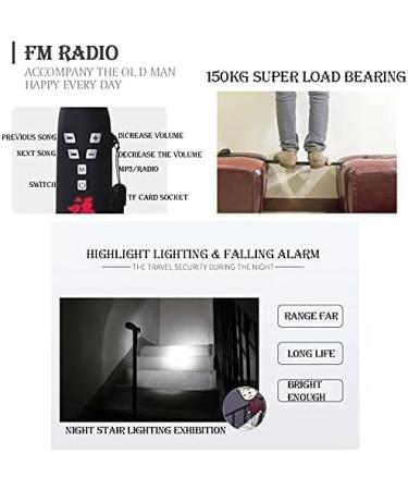 Canes Walking Stick Old Man Four Legged Multi Purpose Non Slip Retractable Smart Walking Stick Illuminated Radio - Buy Online on SooperMarket.com