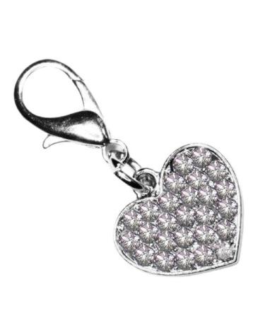 SKS Crystal Diamante Clip On Heart Charm Clear