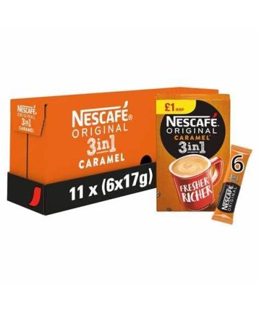 Big pack Original 3 in 1 caramel Instant Coffee 1 Cup Stick 66 Sachets (6 x11) By Shop4Less