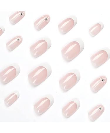 Buy Luvadeyo 24 Pcs Pressed False Nails - Pink & White Medium Long Glue-On Nails for Women & Girls - International Shipping Available - Buy Online on SooperMarket.com