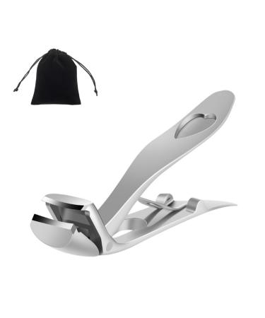 INGJIA Ergonomic Nail Clippers for Seniors - Ergonomic Nail Clippers for Thick Nails Premium Steel Nail Scissors with Collection Container for Men and Women