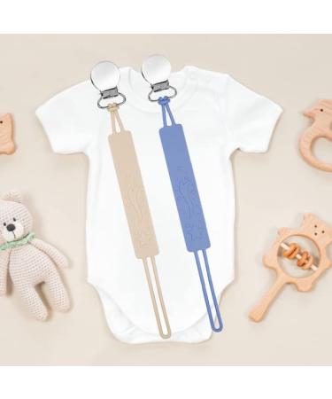Pacifier Clip for Boys Girls - MORIBOX Silicone Paci Clip with Teething Relief - 2 Pack (P-Beige&Blue) - Buy Online on SooperMarket.com
