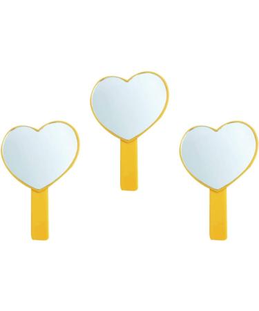 Minkissy Cosmetic Mirror Handheld Heart Shaped Cosmetic Mirror Portable Travel Mirror for Women 3 Pieces (Pink) - Buy Online on SooperMarket.com