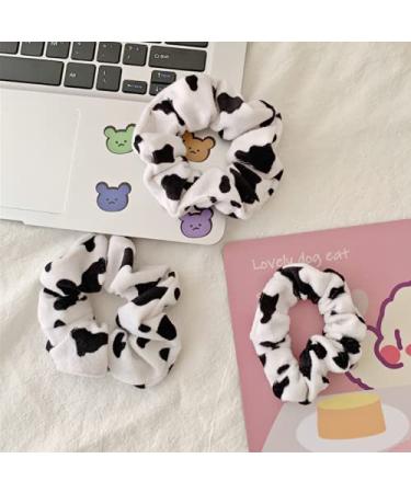 KDDOM Cow Pattern Velvet Hair Scrunchie Set - 2 PCS Elastic Hair Ties for Girls and Women - Buy Online on SooperMarket.com