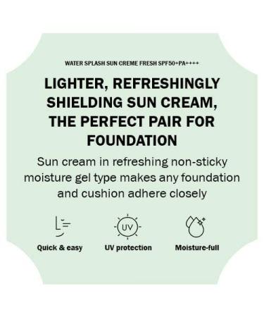 ESPOIR Water Splash Sun Cream Fresh 60ml SPF50+PA+++ | Green Tea Infused Cooling Sunscreen - Buy Online on SooperMarket.com
