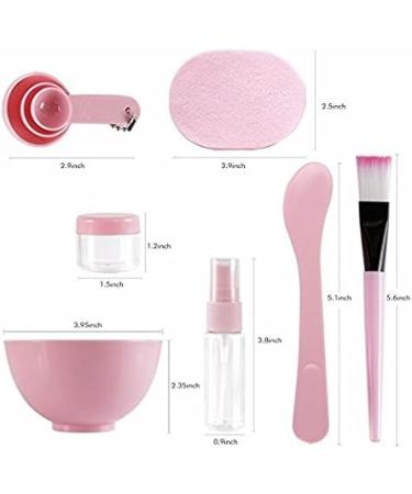 Facial Care Mask Mixing Tool Sets Bowl Stick Brush Gauge Cleaning Mat 9 in 1 Set Pink - Buy Online on SooperMarket.com