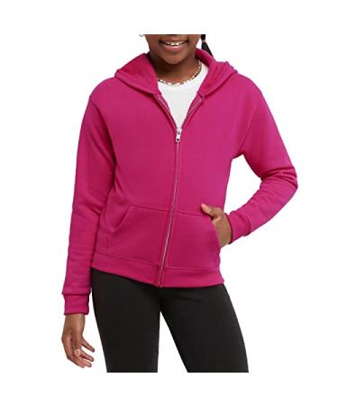 Hanes Girls' Big ComfortSoft EcoSmart Full-Zip Hoodie Large Amaranth