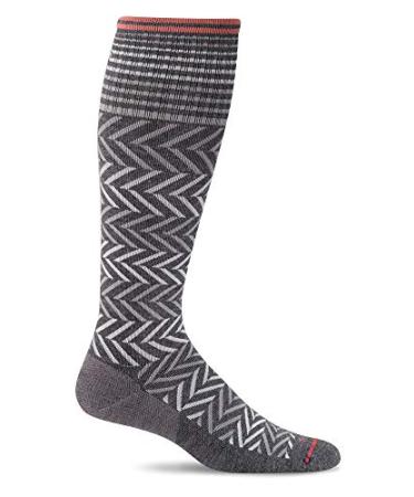 Sockwell Women's Chevron Moderate Graduated Compression Sock Medium-Large Charcoal