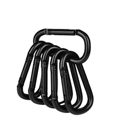 Booms Fishing CC2 Carabiner Clip 2.3" Small Carabiner Keychain Multi-use Aluminium D Ring Caribeener Clips A: 6 Pack_2.3"_Black