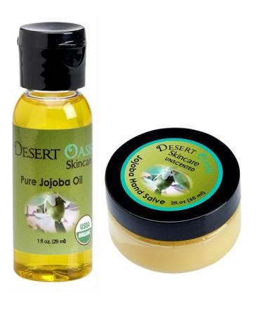 100% Pure Organic Jojoba Oil. Travel Size 1 oz plus Unscented Hand Salve with over 50% Jojoba Oil. 100% Natural (1 fl oz/29 ml)