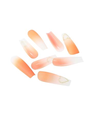 Brishow Heart Long Orange Ballerina Press-On Nails - 24PCs Acrylic Artificial Fingernails for Women & Girls - Buy Online on SooperMarket.com