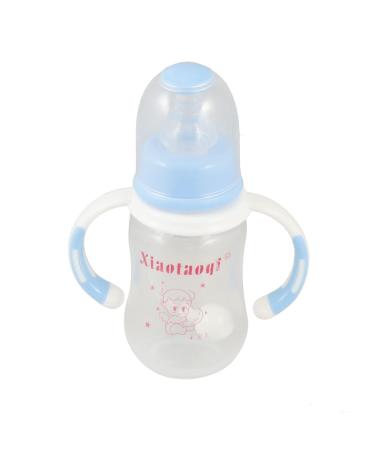 Ruilogod Blue 120ml Dual Handle Silicone Pacifier Plastic Baby Feeding Bottle