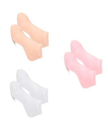 Dajidafu 3 Pairs Moisturizing Socks Foot SPA Pedicure Socks Anti-Drying Sock Repair Heel Protector Foot Care Tool for Woman