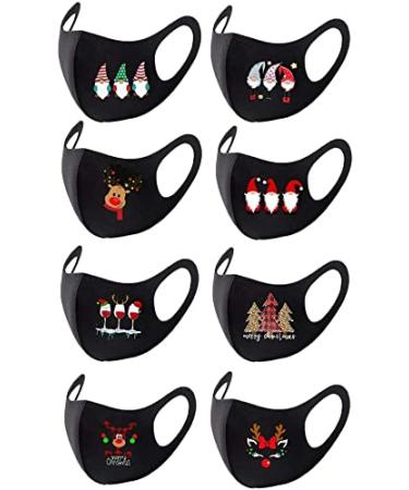 5/8PCS Unisex Adult Protective_Cover_Mask_Face For Christmas Colorful Washable Reusalbe Ice Silk