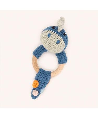 Pebble 200-523 Fair Trade Organic Dino Wooden Teething Ring  5 inch-Length  Blue