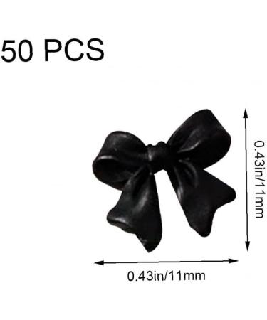 50pcs Bow Resin Nail Art Decorations | 3D Bowknot Nail Charms for Manicure | Black DIY Jewelry Accessories - Buy Online on SooperMarket.com