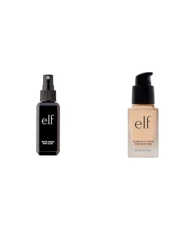 e.l.f. Matte Magic Mist & Set - Small Lightweight Long Lasting Mattifying Revitalizes & Flawless Finish Foundation Lightweight & Medium Coverage Semi-Matte Finish Light Ivory Make Up + Light Ivory 0.68 Fl Oz