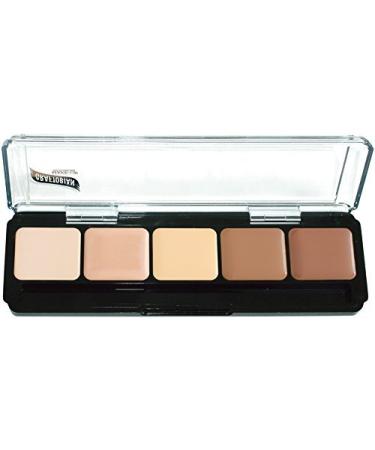 Graftobian HD Glamour Cr me Foundation Palette (Highlight & Contour Light) - High Definition 5 Color Makeup Palette  Cream Based Hi-Lite and Contour Palette  Full Coverage - Light Skin Shades Light Contour