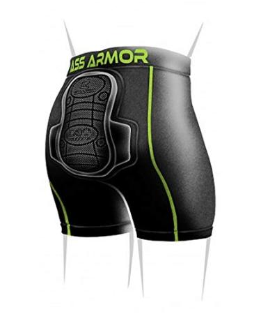 Protective Padded Compression Shorts for Snowboard Skate and Ski for Tailbone Black Large (Pack of 1)