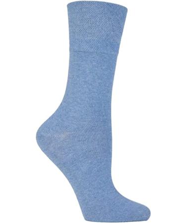 COSHAL 3 Pairs Womens Diabetic Socks wide Honey Comb top soft cuff Ankle Medium-Elastic Grip Soft Toe cosy feel for sensitive feet Legs Non-Binding Circulatory Socks SIZE (4-7) One Size Blue ( 3 Pairs )