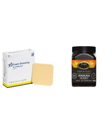 365 Non Adhesive Foam Dressing 10 x 20 cm - Pack of 10 (Ref 36590064) & Manuka Honey 525+ MGO Certified Pure Gold Premium Manuka Honey 500g (packaging may vary) + HONEY M00024B