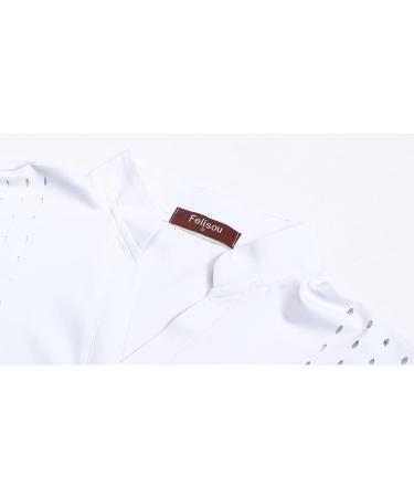 Felisou Women's V-Neck Golf Polo Shirt - Short Sleeve Sport Shirt for Workout - White, Size Medium - Buy Online on SooperMarket.com