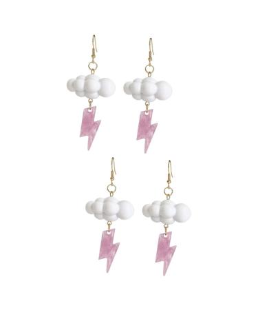 Healeved 2 Pairs Cloud Earrings Acrylic Earring 3d Cute 8x3.3cmx2pcs As Shownx2pcs