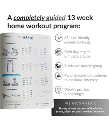 The Dumbbell Home Workout Journal. 13-Week Program. Fitness Planner / Workout Book that only requires dumbbells. Tells you exactly what to do and how to track progress. Provides completely guided workouts  # of sets to do for each exercise  # reps to aim  - Buy Online on SooperMarket.com