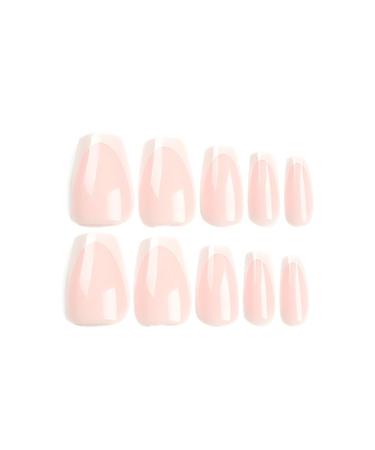 Medium Press on Nails - 24 Pcs Square False Nails with Glossy White French Tips | Stick on Acrylic Nail Designs for Women - International Shipping Available - Buy Online on SooperMarket.com