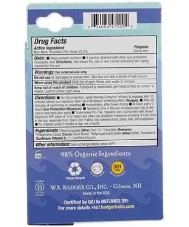 Badger All Season Face Stick Sport Sunscreen SPF 35 Unscented - 0.65 oz | Mineral Protection - Buy Online on SooperMarket.com