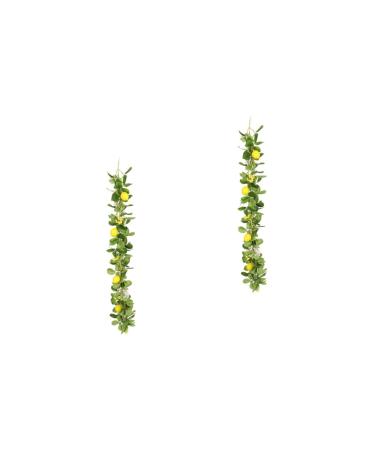 Zerodeko 2pcs Lemon Cane Spring Fruit Garland Front Door Wreaths Festival Garland Fruit Plants Hanging Lemon Artificial Lemon Garland Front Door Decor Silk Flower Branch Decorative Flower