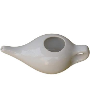 Qimacplus Leak Proof Neti Pot Hold 230 Ml Ceramic and 150 Ml Plastic Water Comfortable Grip | Dishwasher Safe Friendly Natural Treatment for Sinus and Congestion White and Blue - Buy Online on SooperMarket.com