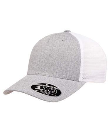Flexfit Men's 110 Mesh Cap One Size Melange Silver/White