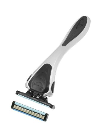 Ruilogod Men Travel Black Silver Tone Shaver Manual Razor W Two 3-Layer Blades