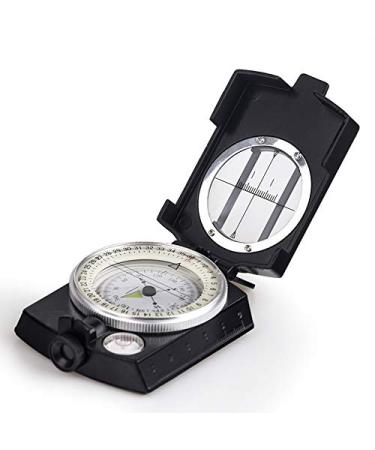 COSTIN Multifunctional Compass, Metal Military Waterproof High Accuracy Compass with Map Measurer, Distance Calculator,Bubble Level Perfect for Outdoor Activities, Matte Black