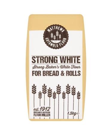 Matthews Cotswold Strong White Flour 1.5Kg | For Bread & Rolls | 12.5% high protein flour milled from grade 1 British wheat