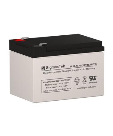SigmasTek SP12-15HR - 12V 15AH F2 SLA Battery - Replaces: HR15-12 EVH12150 EVH12140 ELT-12140 BT14-12HR WP14-12E LP12-14 LW-6FM14EVX