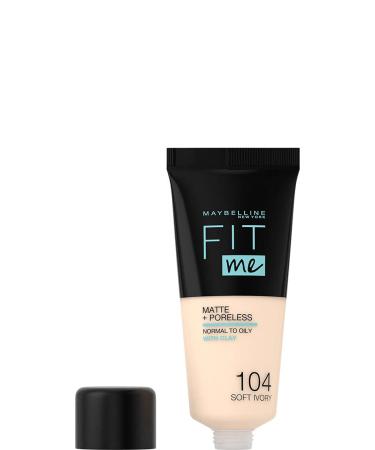 Maybelline Fit Me Matte + Poreless Makeup No. 104 Soft Ivory - 30ml | All Skin Types | International Shipping - Buy Online on SooperMarket.com