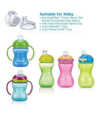Nuby Super Spout No Spill Replacement Spouts - Clear 4 Count (Pack of 2) - Ideal for Sippy Cups - Buy Online on SooperMarket.com