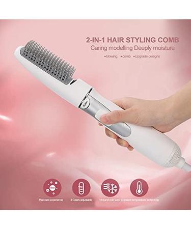 2-in-1 Electric Hair Dryer Styling Tool - Versatile Blow Dryer Brush & Hair Straightener with Teasing Comb - Adjustable Heat Settings (US Plug - Buy Online on SooperMarket.com